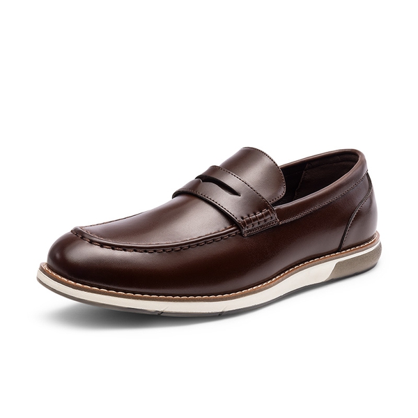 Men's Vegan Leather Slip-On Penny Loafers - DARK BROWN -  0